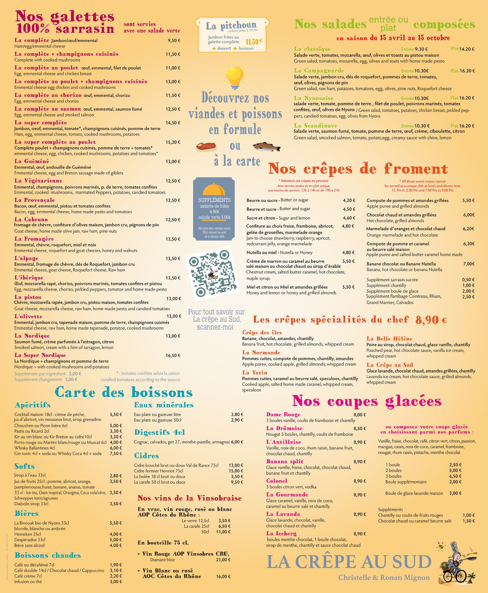 image representing the menu of the restaurant. 